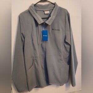Columbia Gray Long Sleeve Jacket Large Pockets Windbreaker New
